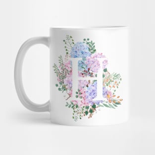 botanical monogram alphabet H hydrangea flowers Mug